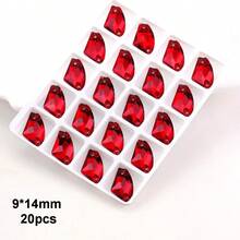 9*14mm, 20pcs/Pack, Flat Bottom Double Hole Exquisite Glass Rhinestones, Axe Shape, For Sewing Wedding Dresses, Handbags, Shoes Decoration, Jewelry Making Accessories - 9*14mm - View 16