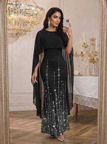 SHEIN Lady Đầm poncho tay lửng đơn sắc tối giản dành cho nữ, thích hợp mặc hàng ngày dịp Giáng sinh, Năm mới, Lễ tình nhân. Đầm thanh lịch dành cho nữ - trắng - Xem 3