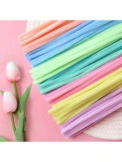 100pcs/Package Colorful Twisted Sticks DIY Craft Kit - Thick Plush Rods In Vibrant Colors, Handmade Crafts, Hair Accessories And Flower Arrangements