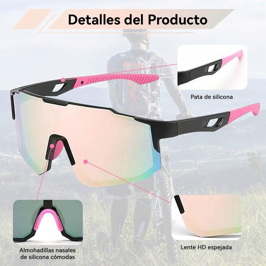 Lentes Ciclismo Gafas De Sol Deportivas Para Hombre Y Mujer,Gafas Deportivas Con Espejo Para Ciclismo, Protección en ciclismo de carretera y senderismo,Protección Uv400 - pago - Ver 1