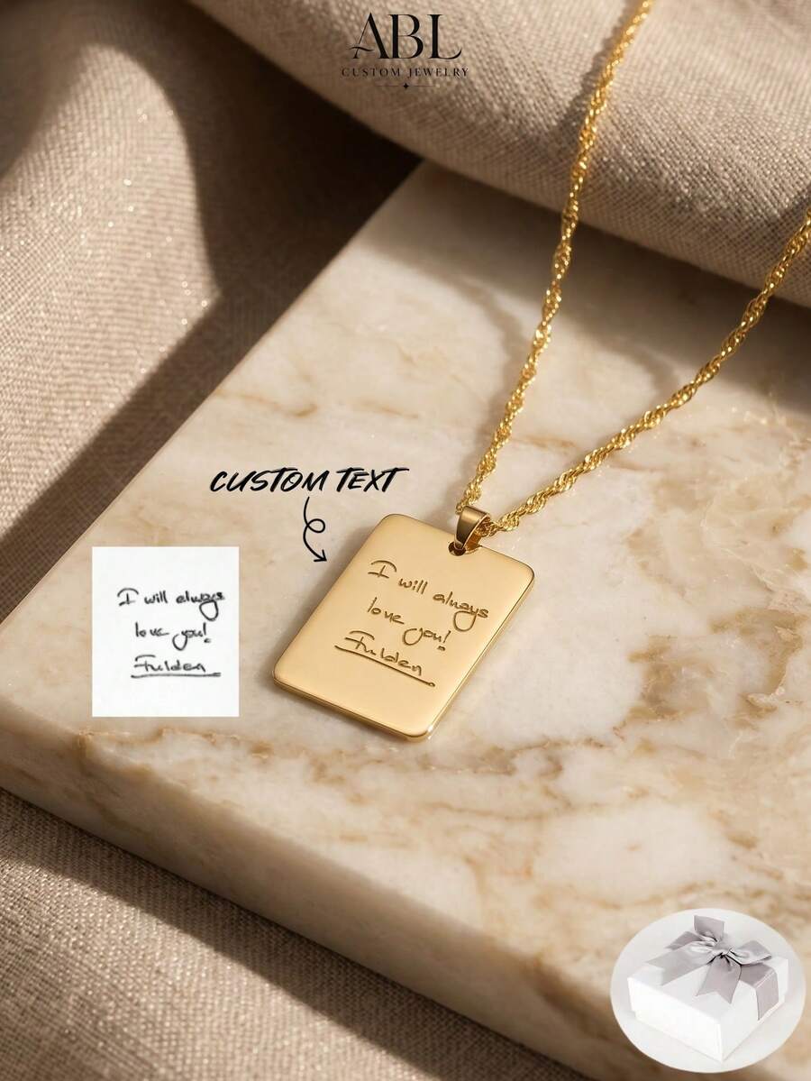 Dây chuyền khắc chữ viết tay theo yêu cầu, chữ viết tay thật (của chính bạn), mặt dây chuyền khắc vàng 14K, trang sức cá nhân hóa, món quà hoàn hảo, phù hợp cho nữ, quà tặng cá nhân cho bạn bè, người yêu và gia đình, quà tặng trang sức sinh nhật được thiết kế đặc biệt, quà kỷ niệm cho bạn gái, mẹ, gia đình, bạn bè, đeo hàng ngày, quà dạ hội, quà Ngày của Mẹ, quà Ngày Valentine, quà tốt nghiệp, quà cưới, trang sức cho nữ, dây chuyền vàng, dây chuyền khắc tên.