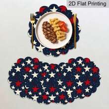2/4/6pcs Minimalist Placemats, Designed With Red, White And Blue Star Patterns, Suitable For Independence Day Themed Dining. Each Placemat Size: 13.8inch*35cm, Ideal For Family Dinners And Memorial Day Events. - Multicolor - View 13