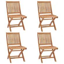 vidaXL Klappbare Gartenstühle mit Kissen 4 Stk. Massivholz Teak - A - View 3