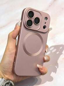 1个粉色时尚磁吸软磨砂手机壳，兼容 17 Pro Max、17 Pro、17 Air、17e、16、16e、15、14 Plus、13、12、11 Pro Max，带玻璃镜片，支持无线充电。 - 粉色 - 查看 2