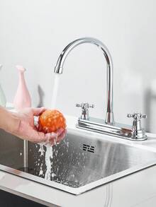 Kitchen Faucet With Sprayer, Two-Handle Kitchen Faucet With Gooseneck Flexible Hose,  Two-Function Kitchen Sink Faucet (Brass Body, Easy Installation) - Alloy - Model D - View 3