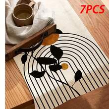 1pc/7pcs Set Century Style Table Runner, Abstract Bohemian Kitchen Dining Table Decor, Suitable For Entryway, Coffee Table, Living Room, Adding Fresh Ambiance For Daily Meals And Holiday Celebrations - Multicolor - View 13