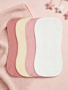 4pcs/Set Newborn Baby Burp Cloths, Soft Absorbent Plain & Pink Color Bibs, Essential Daily Necessities For All Seasons - Multicolor - View 12