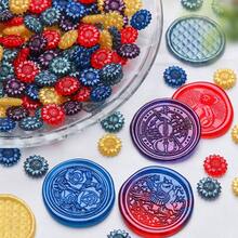 100 hạt sáp hình hoa hướng dương trong suốt, sáp niêm phong óng ánh dùng cho phong bì, thiệp mời, sổ tay, bao bì cổ điển, trang trí hộp quà ngày lễ. - 100 hạt sáp tinh thể băng hình hoa hướng dương/gói - Xem 5