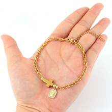 1 Peça Nova Pulseira de Aço Inoxidável com Corrente e Letra Dourada em Forma de Cruz para Homens - Ouro amarelo - Visão 3