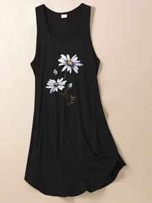 Women'S Sleeveless Tank Dress Casual Loose Summer Beach Vacation Comfort Dress - màu đen - Xem 1
