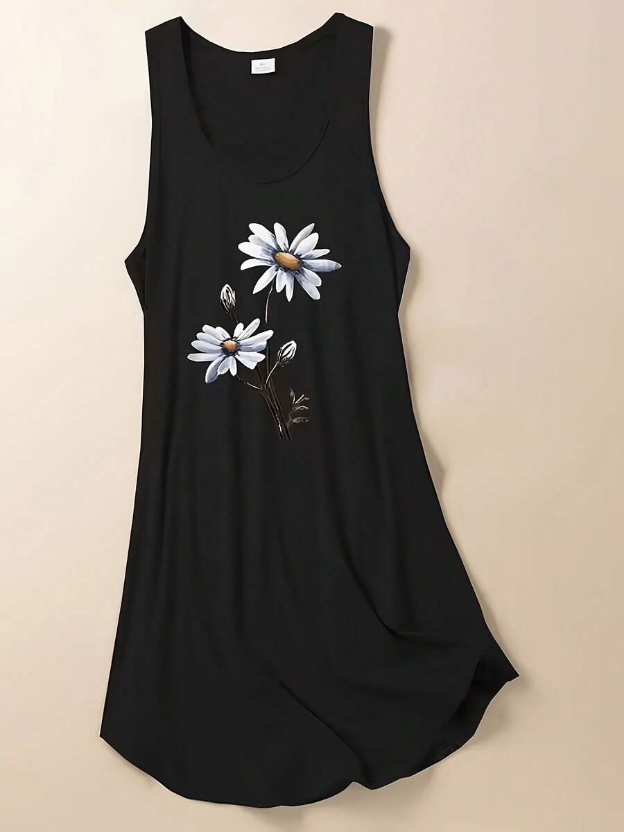 Women'S Sleeveless Tank Dress Casual Loose Summer Beach Vacation Comfort Dress - màu đen - Xem 1