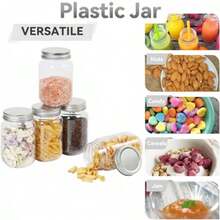 Novelinks Clear Plastic Jars Containers With Screw On Lids - Refillable Round Empty Plastic Slime Storage Containers for Cosmetics Kitchen and Household Storage - BPA Free - Pago - Ver 5