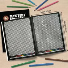 32 Themes Mystery Mosaics Color By Number For Adults & Teens, Pixel Art Hidden Pattern Coloring Book, Stress Relief & Mindfulness Painting Activity, Creative Birthday Gift For Art Lovers, Large Size 11.4inch - White - View 3