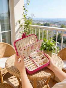 1pc Large Capacity Travel Jewelry Box, Multi-Functional Jewelry Organizer, Portable Jewelry Storage Organizer, Jewelry Display Stand, Travel Essential, Travel Accessory, Cruise Essential, Beach Essential, Bridesmaid Gift, Mother's Day Gift, Gift For Her, Gift For Friends - Multicolor - View 5