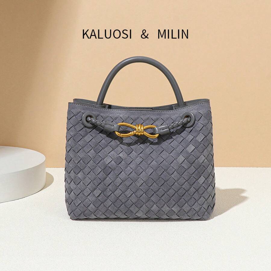 New Suede Metal Woven Tote Bag, Shoulder Bag, Crossbody Handbag, Square Tote Bag - Y1747# Nâu - Xem 1