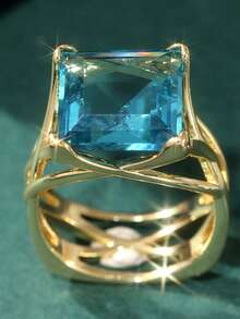 Nhẫn nữ rỗng thời trang - Phong cách tối giản sang trọng, đính đá Cubic Zirconia tổng hợp, thích hợp cho lễ đính hôn, đám cưới hoặc dự tiệc. - Vàng - Xem 11