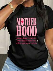 Camiseta de Mujer para el Día de la Madre, "El Amor de una Madre", Casual, Manga Corta, Cuello Redondo, Adecuada para Primavera, Verano y Otoño, Lavable a Máquina, Diseño Divertido - Negro - Ver 6