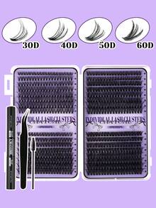 544/608pcs D-Curl Cluster False Eyelashes, Suitable For Beginners, Dense And Fluffy, Enlarging Eyes, Lightweight And Reusable, Long-Lasting Lash Clusters, Soft And Natural, Suitable For Home DIY, Travel, And Daily Commute. - Multicolor - View 15