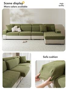1pc Bohemian Style Sofa Cushion Cover, Elastic Universal Fit Sofa Slipcover, Fabric Sofa Pad Protector For 1/2/3/4 Seater Sofa, Suitable For Living Room L-Shaped Sofa, All Season - Lanxin - Green - View 9