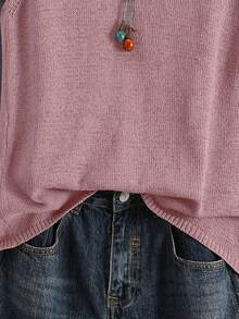 Women's Solid Color Knit Vest, Retro Japanese Style Layering Casual Short Cardigan, Versatile For Summer Vacation, Autumn, Spring - Dusty Pink - View 6