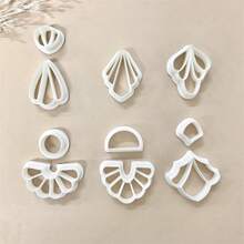Moldes de arcilla de polímero con patrones geométricos huecos para pendientes, herramientas de arcilla para hacer joyas de cerámica, pendientes y colgantes - Blanco - Ver 3
