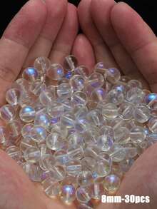 30/50/100Pcs Matte Frosted Glass Beads 4/6/8mm Transparent Round Spacer Beads Smooth Durable DIY Handmade Jewelry Making Supplies For Bracelet Necklace Craft Decor - Beads - View 14