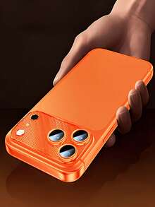 1 pieza Protector de lente de metal calado, protector de metal invisible ultra delgado, resistente a huellas dactilares y arañazos. Diseño de malla. Ajuste preciso, compatible con algunas fundas de teléfono. Protege tu teléfono de daños. Compatible con iPhone 17 Pro/17 Pro Max, accesorio para teléfono, naranja. - Naranja - Ver 5