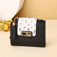 New Women's Short Wallet With A High-End Feel, Niche Leaf Card Holder, Student Coin Purse - Grey - View 9