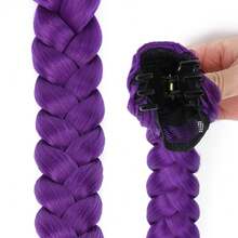 Purple Braided Ponytail Wig For Women | Clip-On Purple Braid Ponytail Wig, Suitable For Christmas, Music Festivals, Parties, Cosplay, High-Temperature Fiber Straight Hair - View 5