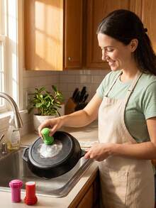 High Density Fiber Pot Bottom Cleaning Brush, Scratch-Free Stain And Rust Remover, Revives Old Pots And Pans - A - View 9