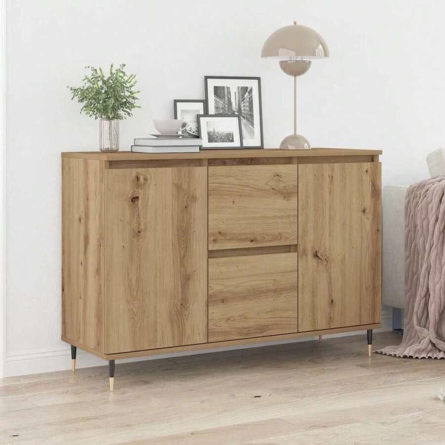 vidaXL Sideboard Artisan-Eiche 101,5 x 35 x 70 cm Holzwerkstoff - Braun - Übersicht 1
