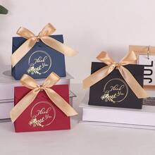 Elegant Thank You Gift Boxes 10Pcs Matte Paper Boxes With Satin Ribbon Bow Gold Foil Print Packaging Versatile Containers For All Special Occasions - Wave Cover - View 5
