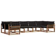 vidaXL Outdoor-Sofagarnitur mit Kissen 7 pcs Natürlich und Schwarz - A - Übersicht 2