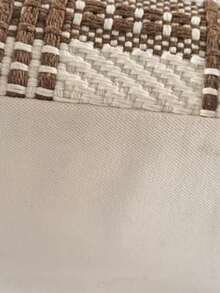1pc Brown & White Plaid Minimalist Stylish Throw Pillow Cover (Pillow Insert Not Included), Embroidered Tasseled Corners, Nordic Style, Zipper Closure, Machine Washable Square Cushion Cover, Suitable For Home, Office, Sofa, Car, Bedroom, Garden, All Seasons - Multicolor - View 8