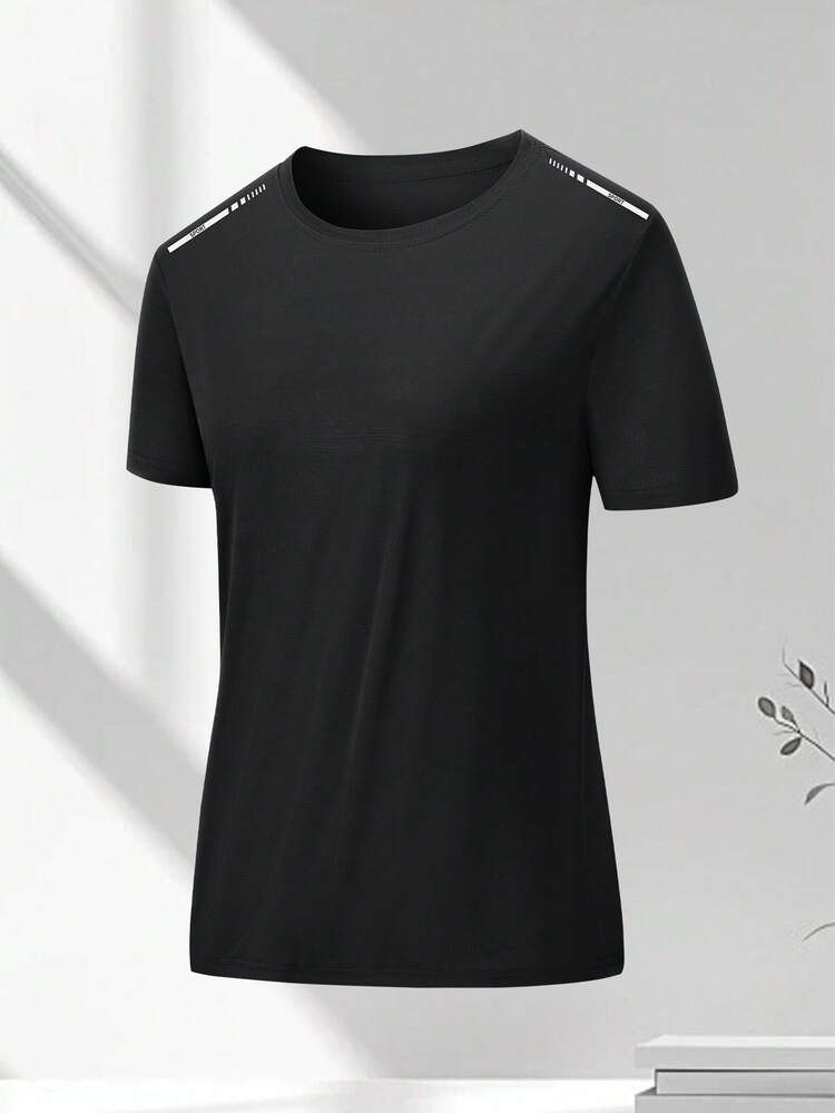 Camiseta deportiva de secado rápido para mujer, adecuada para entrenamiento, actividades al aire libre, fitness, correr, viajes, cómoda y ajustada - Negro - Añade 3