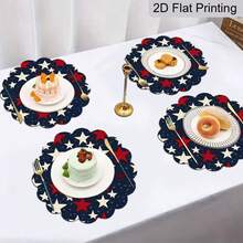 2/4/6pcs Minimalist Placemats, Designed With Red, White And Blue Star Patterns, Suitable For Independence Day Themed Dining. Each Placemat Size: 13.8inch*35cm, Ideal For Family Dinners And Memorial Day Events. - Multicolor - View 8