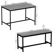 Kitchen Dining Table And Bench Set, Modern 4 Seater Dining Table With Bench Set Metal Frame Wooden Kitchen Dining Room Furniture - Oak - View 5