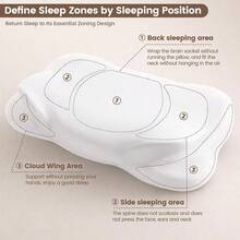 Mellow Sleep Pillow, Upgrade Cloud Neck Pillow, Ergonomic Memory Foam Pillow With Adjustable Cervical Support & Cooling Breathable Cover For Side, Back, Stomach Sleepers (Upgrade-White) - Multicolor - View 3