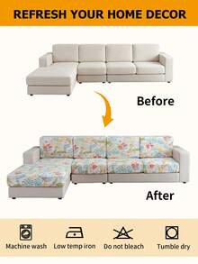 1 chiếc vỏ đệm sofa co giãn bằng lụa sữa họa tiết cây nhiệt đới, vỏ đệm sofa hình chữ L, vỏ đệm tựa lưng sofa độc lập, tấm bảo vệ nội thất, vỏ đệm sofa co giãn - Mầm xanh - Xem 9