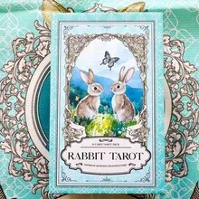 可愛兔子塔羅牌組：適合初學者的療癒動物靈魂卡，獨特的占卜工具，用於冥想與靈性旅程的算命神諭牌組，卡牌遊戲，78張，適合派對遊戲，適合14歲以上 - 彩色 - 查看 6