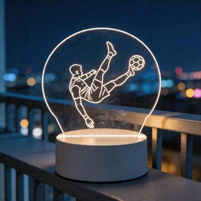 Đèn ngủ acrylic 2D hình bóng đá, đèn ngủ phong cách thể thao, trang trí bàn làm việc phòng ngủ, quà tặng sáng tạo cho người yêu bóng đá, đèn ngủ bảo vệ mắt dùng nguồn USB.
