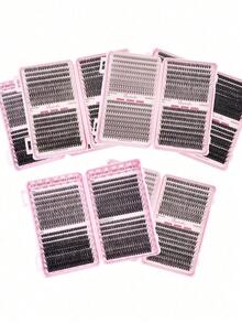 640 Pcs DIY D Curl Eyelash Book, Super Curled Eyelash Extension Kit, Multi-Style Eye Makeup, Suitable For Beginners, 10-16mm Mixed Length, Natural, Cluster, Fluffy, Thick, Mixed Styles, Self-Adhesive, Reusable Eyelash Clusters, Eyelash Clusters, Individual Lashes, False Eyelashes - D - View 1