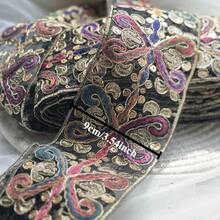 Long 1yard/2yards/Intage Boho Gold Thread Embroidery Lace Trim, Multicolor Traditional Pattern Mesh Lace For Bridal Gown, Costume, DIY Craft Supplies, Sold By Yard - Color - View 6