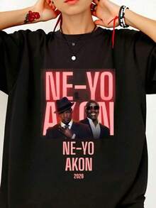 Casual Streetwear Style Women's T-Shirt Ne Yo Akon 2026 Concert Tour Graphic Summer And Autumn Clothing Gift For Music Lovers And Fans 100% Cotton, Classic Unisex Graphic T-Shirt Perfect For Everyday Wear, Casual Summer Cotton T-Shirt, Soft, Lightweight And Comfortable Cotton For Daily Comfort, Stylish Casual Design Ideal For Men And Women, Crew Neck T-Shirt, Fitness Top, Going-Out Top, Outdoor Clothing, Workwear, Office Wear, Vacation, Graduation, Casual T-Shirt, Fitted, Slogan T-Shirt, Quote T-Shirt, Minimalist Graphic T-Shirt, Funny Graphic T-Shirt, Beach Party, Surfing, Picnic, Gift, Airport Outfit, Spring, Summer, Autumn, Winter, All Seasons AD0Z YBNA - Black - View 7