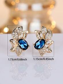 1 Pair Unique Personalized Design Goldfish Black Cubic Zirconia Earrings, Suitable For Dates, Parties, Birthdays, Vacations - Royal Blue - View 4