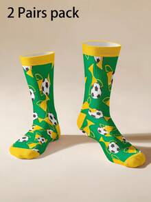 1/2 Đôi tất dài đến bắp chân in hình cúp và quả bóng đá World Cup, màu xanh lá cây Brazil + họa tiết cúp và quả bóng đá phủ khắp bề mặt, chất liệu mềm mại, thoáng khí và co giãn, phong cách dành cho người hâm mộ bóng đá, thoải mái khi xem các trận đấu/thể thao và mặc thường ngày. - màu xanh lá - Xem 11