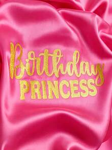 Tween Girl Pink Printed "Birthday Princess" Casual Loose Waist Tie Robe - Multicolor - View 10