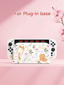 Funda protectora con diseño de gato naranja de dibujos animados y patrón floral, compatible con consola de juegos Switch/Switch 2ª generación, compatible con nueva Switch 2 (2025)/Switch OLED/Switch NS/Switch Lite, bolsa de almacenamiento, base con ranura para tarjetas, carcasa/funda protectora para consola de juegos, suave y amigable con la piel, protege tu consola favorita, el mejor regalo compatible con jugadores de Switch - Multicolor - Ver 14