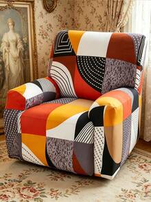 1 Set Of 4/6/8 Pcs Geometric Pattern Recliner Chair Covers, Printed Recliner Slipcovers, Stretch Sofa Covers, Suitable For Living Room Office Home Decor - Multicolor - View 11