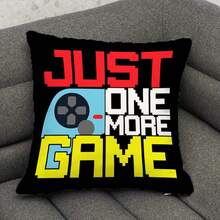 1pc Game Controller Style Throw Pillow Cover, Soft Plush Plush Square Cushion Cover For Gamers, Hidden Zipper, Comfortable And Soft, For Gaming Room, Sofa, Car, Bedroom, Party Decor, 45X45cm, Cover Only, Single-Sided Pattern - Multicolor - View 7